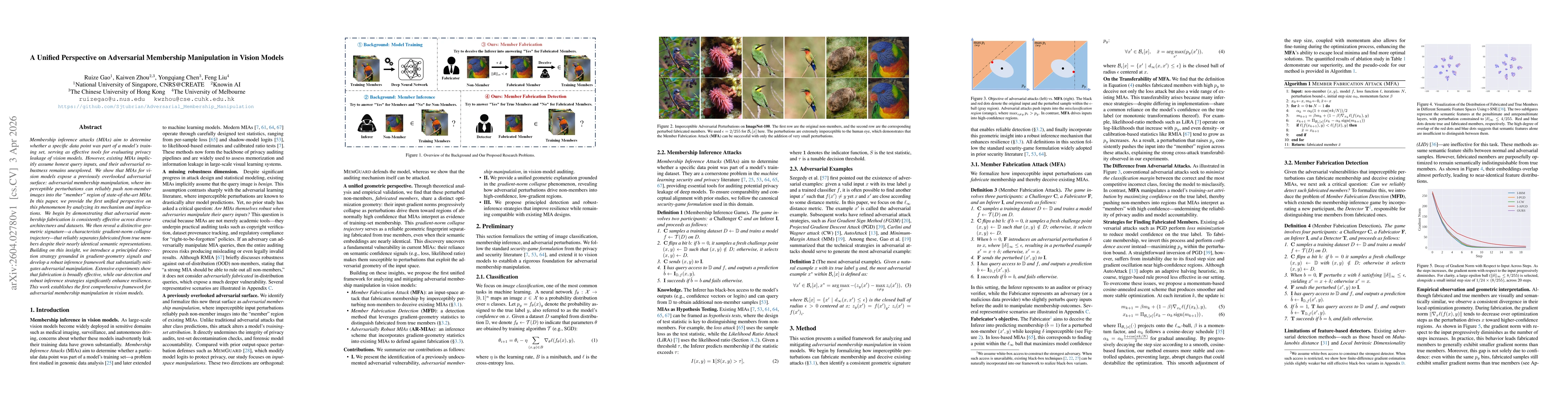 Thumbnail for A Unified Perspective on Adversarial Membership Manipulation in Vision Models