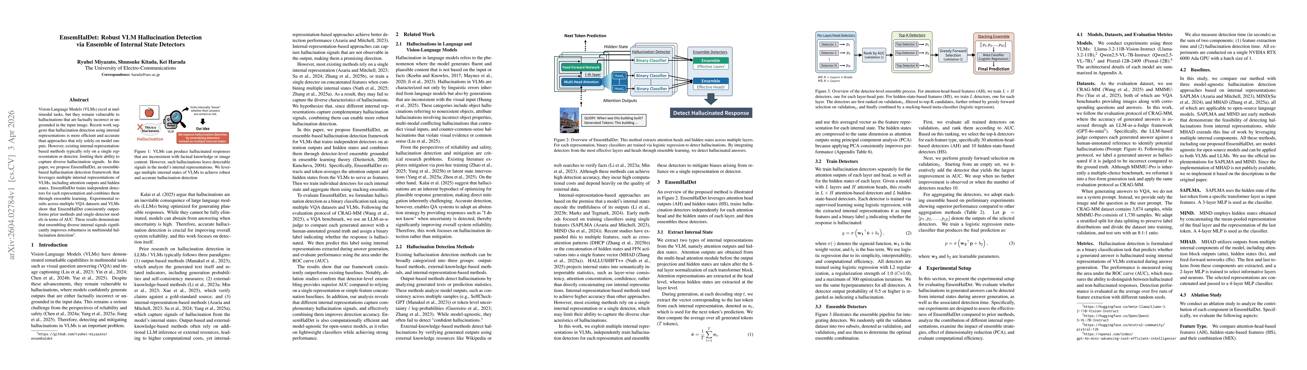 Thumbnail for EnsemHalDet: Robust VLM Hallucination Detection via Ensemble of Internal State Detectors
