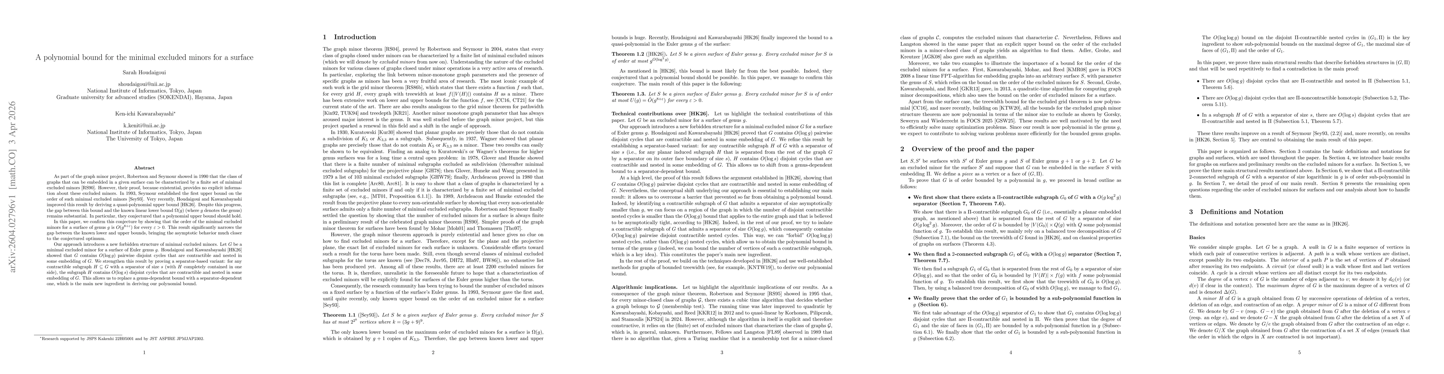 Thumbnail for A polynomial bound for the minimal excluded minors for a surface