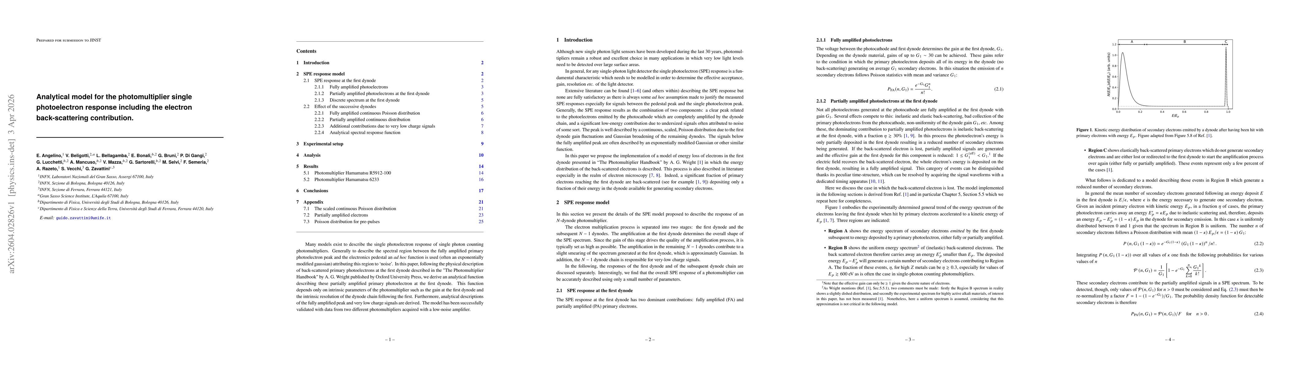 Thumbnail for Analytical model for the photomultiplier single photoelectron response including the electron back-scattering contribution