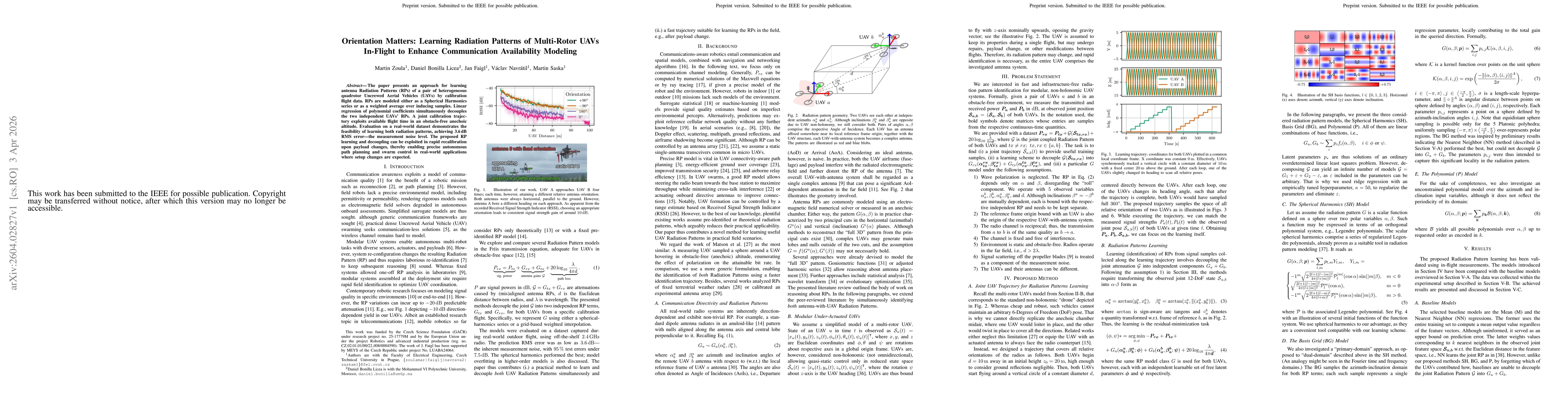 Thumbnail for Orientation Matters: Learning Radiation Patterns of Multi-Rotor UAVs In-Flight to Enhance Communication Availability Modeling