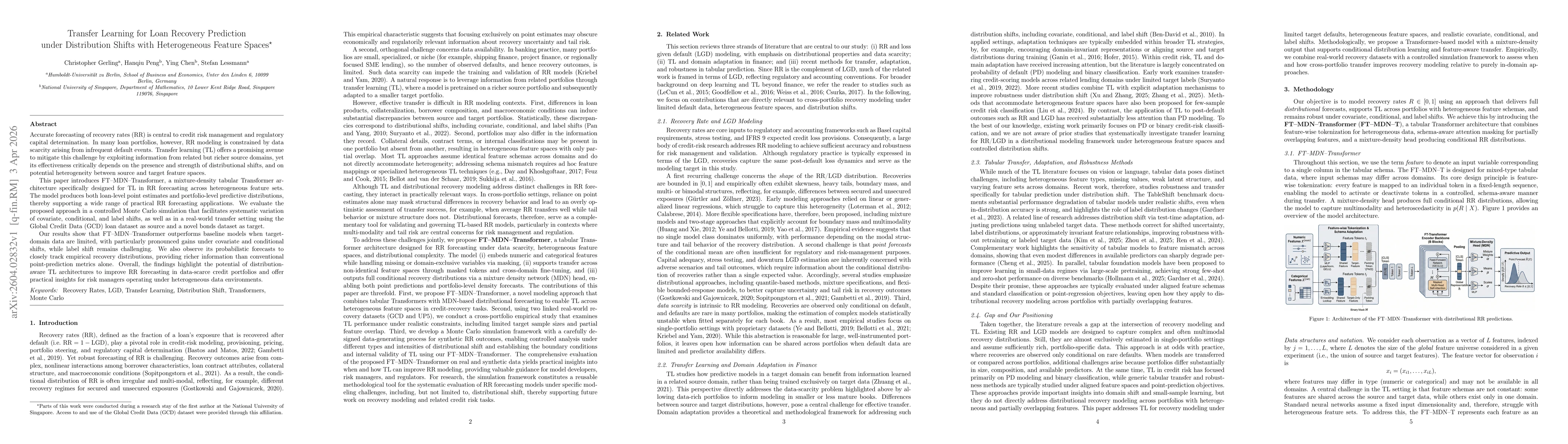 Thumbnail for Transfer Learning for Loan Recovery Prediction under Distribution Shifts with Heterogeneous Feature Spaces