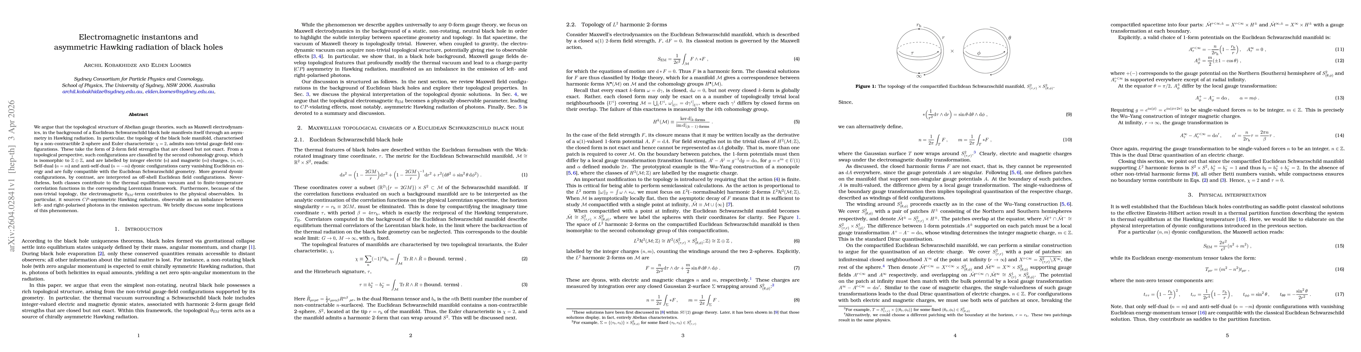 Thumbnail for Electromagnetic instantons and asymmetric Hawking radiation of black holes