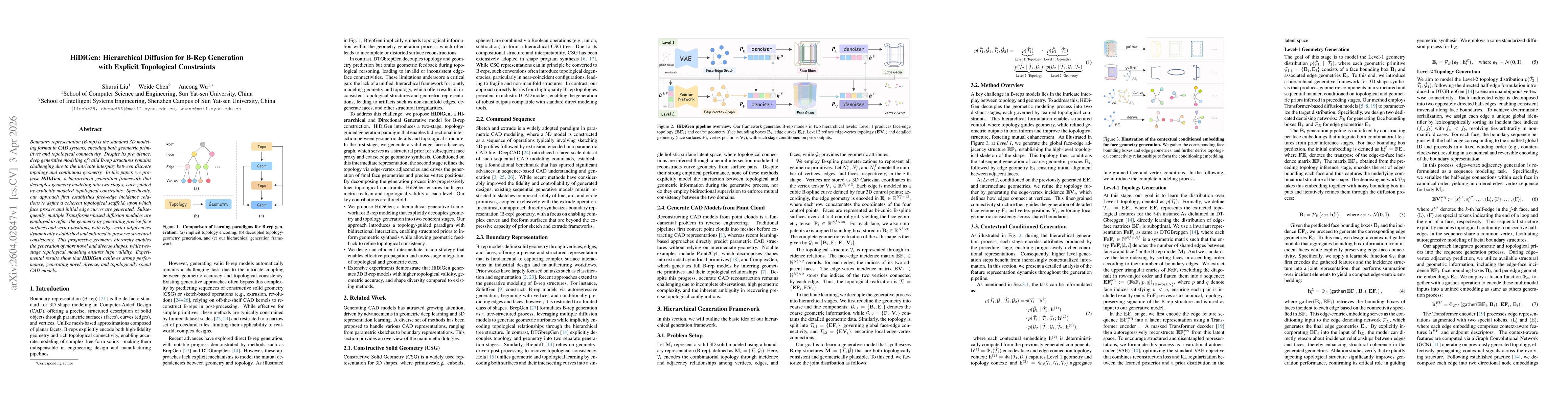 Thumbnail for HiDiGen: Hierarchical Diffusion for B-Rep Generation with Explicit Topological Constraints