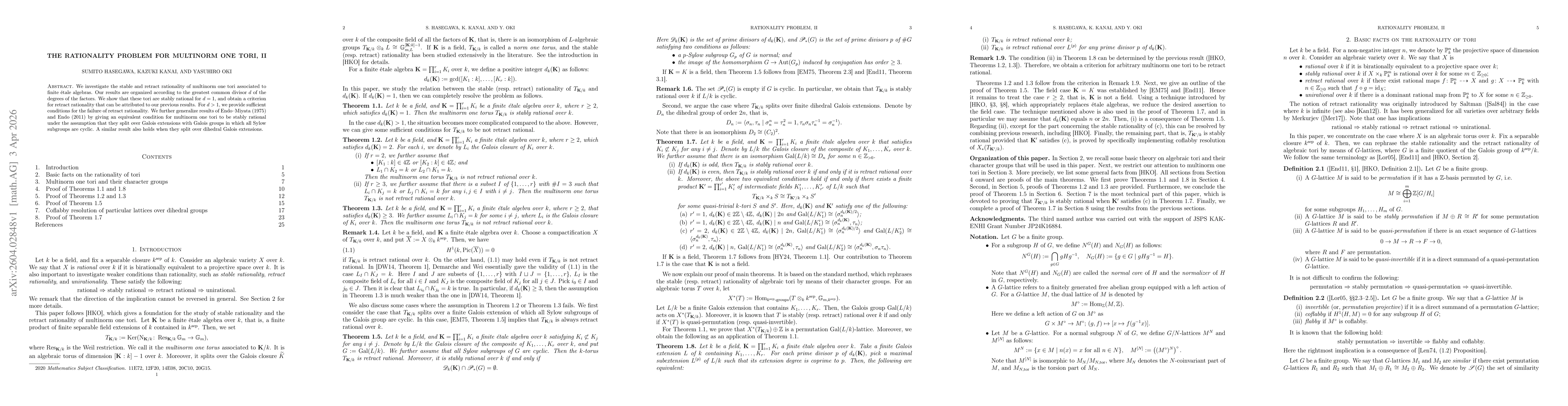 Thumbnail for The rationality problem for multinorm one tori, II
