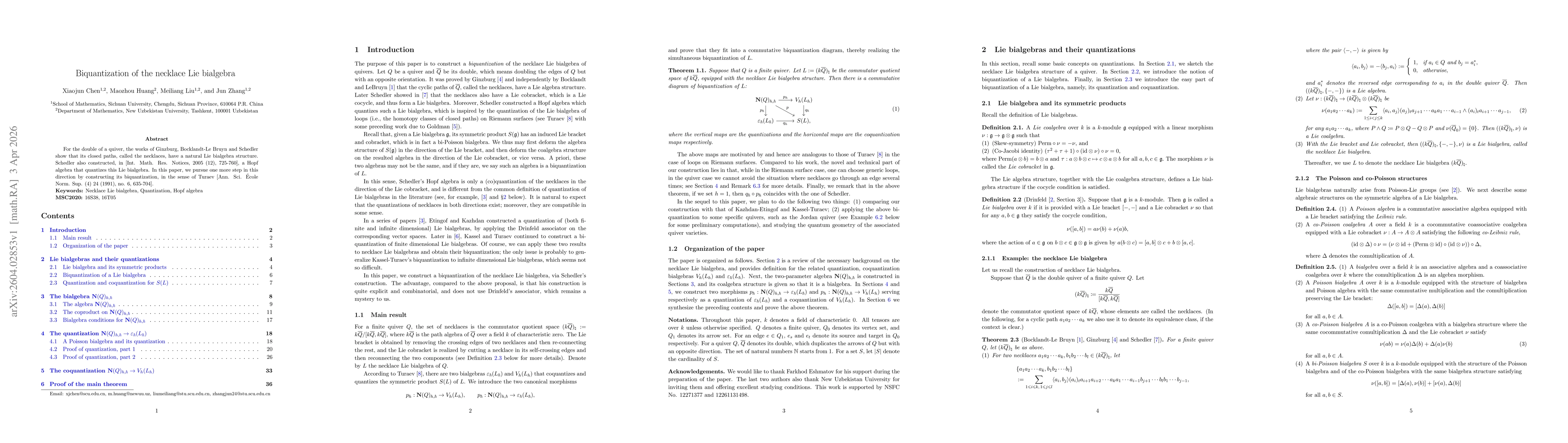 Thumbnail for Biquantization of the necklace Lie bialgebra