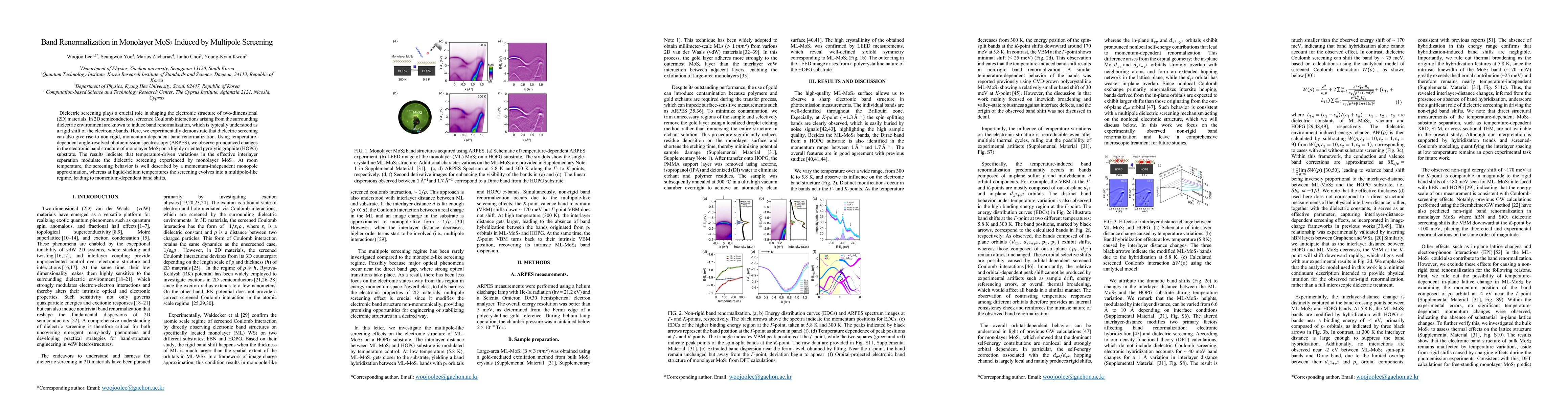 Thumbnail for Band Renormalization in Monolayer MoS2 Induced by Multipole Screening