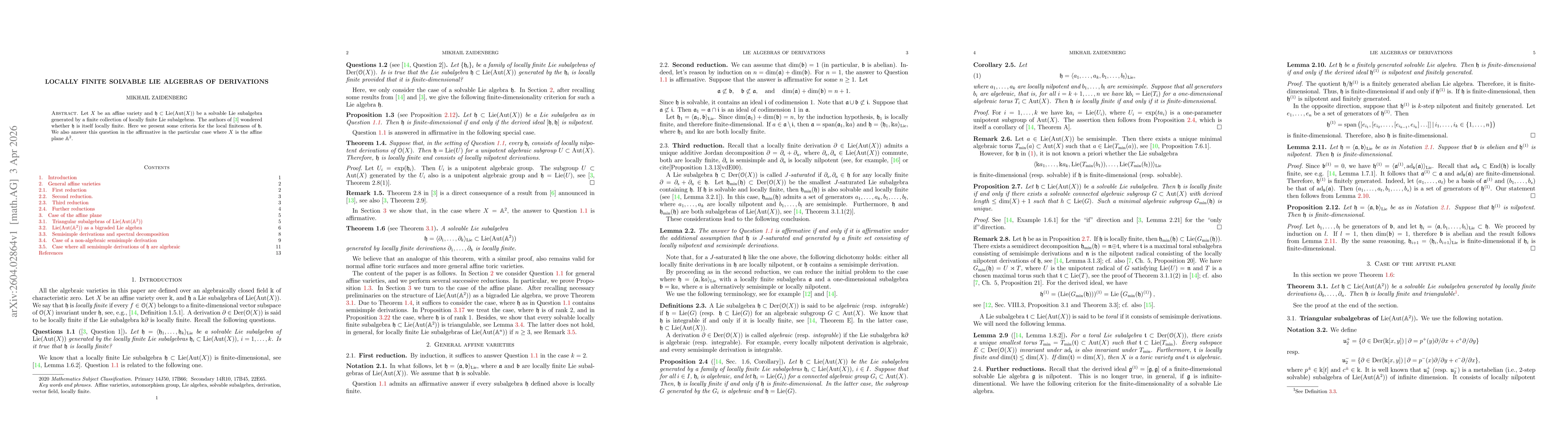 Thumbnail for Locally finite solvable Lie algebras of derivations
