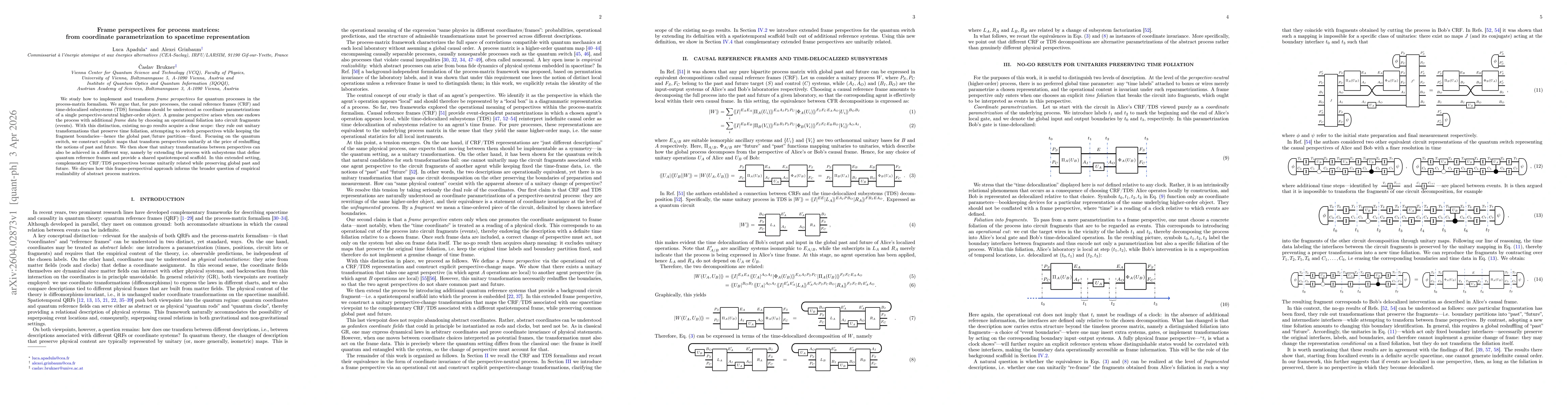 Thumbnail for Frame perspectives for process matrices: from coordinate parametrization to spacetime representation