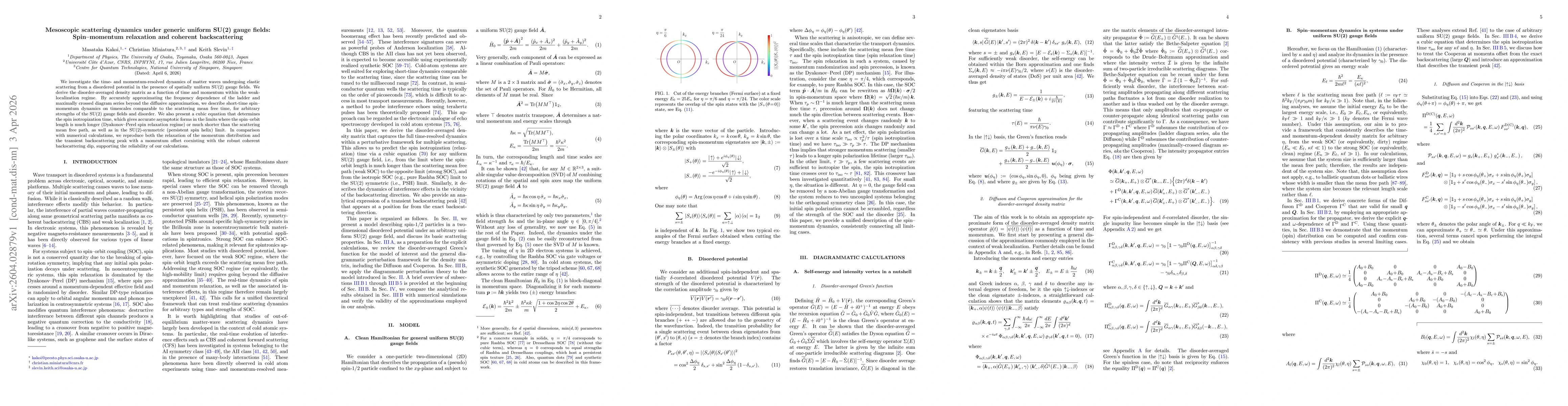 Thumbnail for Mesoscopic scattering dynamics under generic uniform SU(2) gauge fields: Spin-momentum relaxation and coherent backscattering