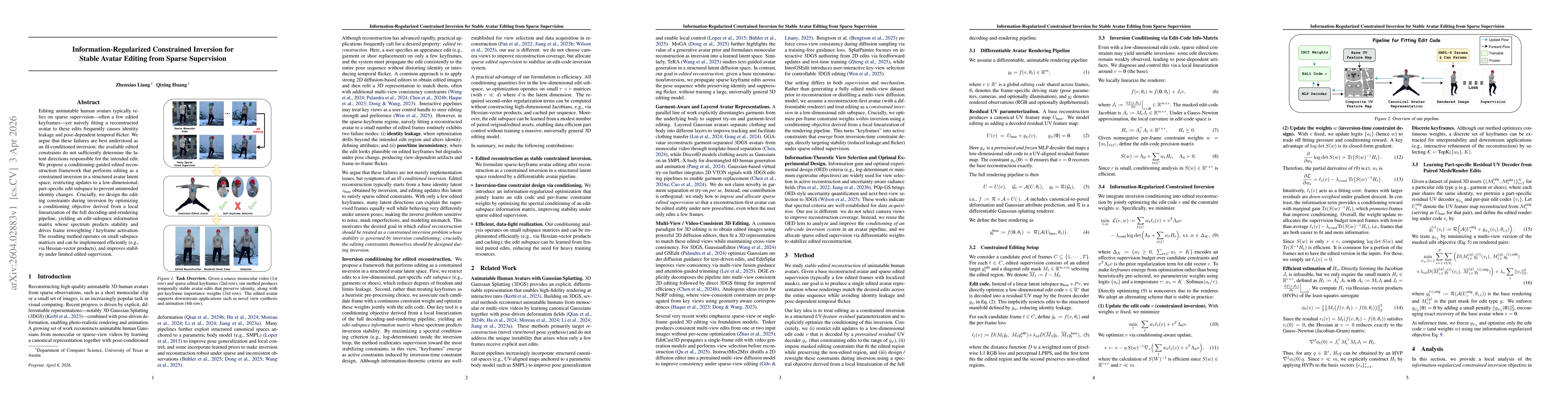 Thumbnail for Information-Regularized Constrained Inversion for Stable Avatar Editing from Sparse Supervision