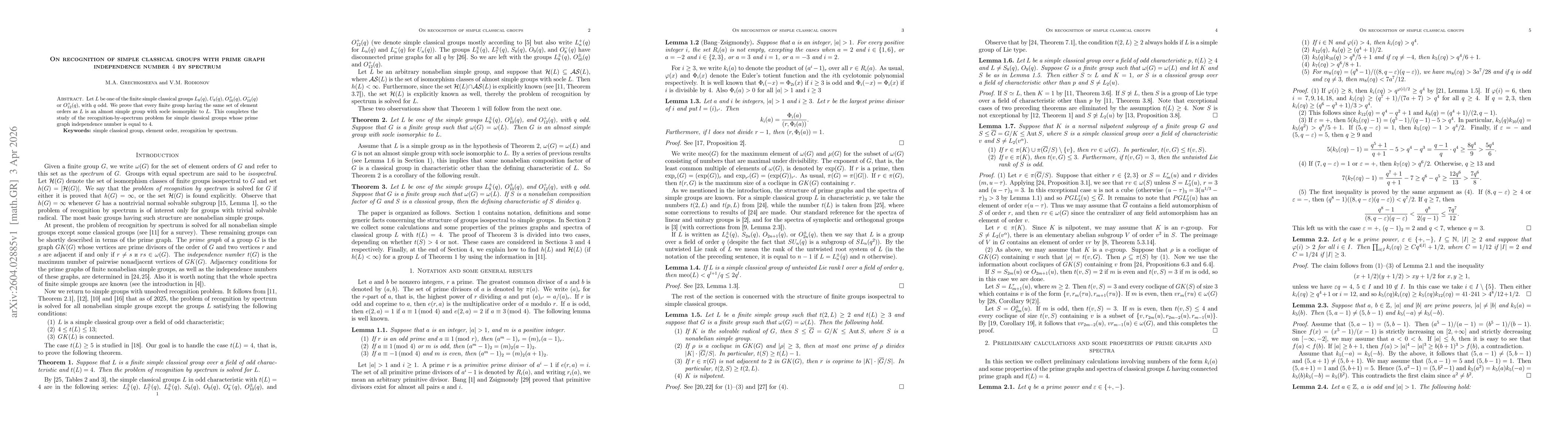 Thumbnail for On recognition of simple classical groups with prime graph independence number $4$ by spectrum