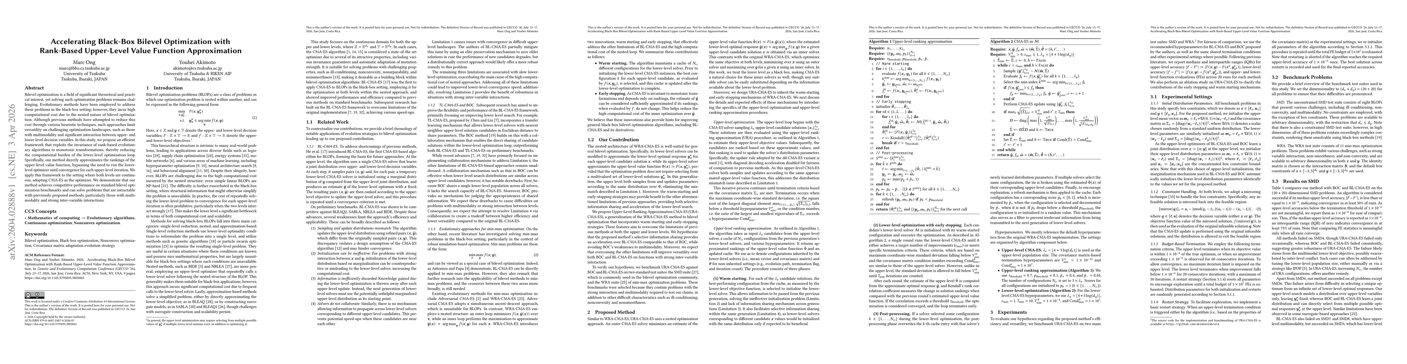 Thumbnail for Accelerating Black-Box Bilevel Optimization with Rank-Based Upper-Level Value Function Approximation