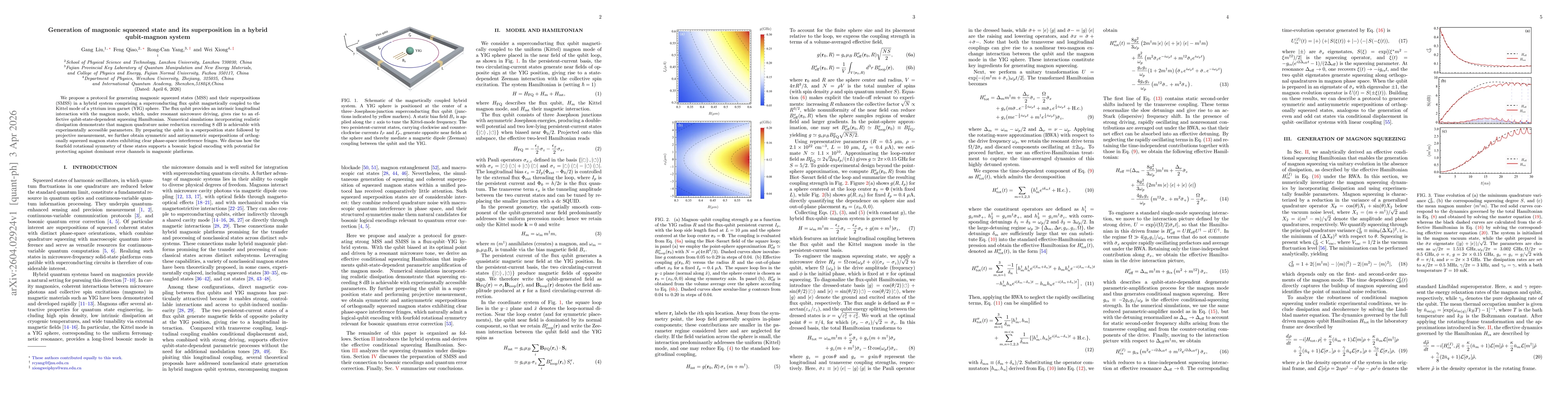 Thumbnail for Generation of magnonic squeezed state and its superposition in a hybrid qubit-magnon system
