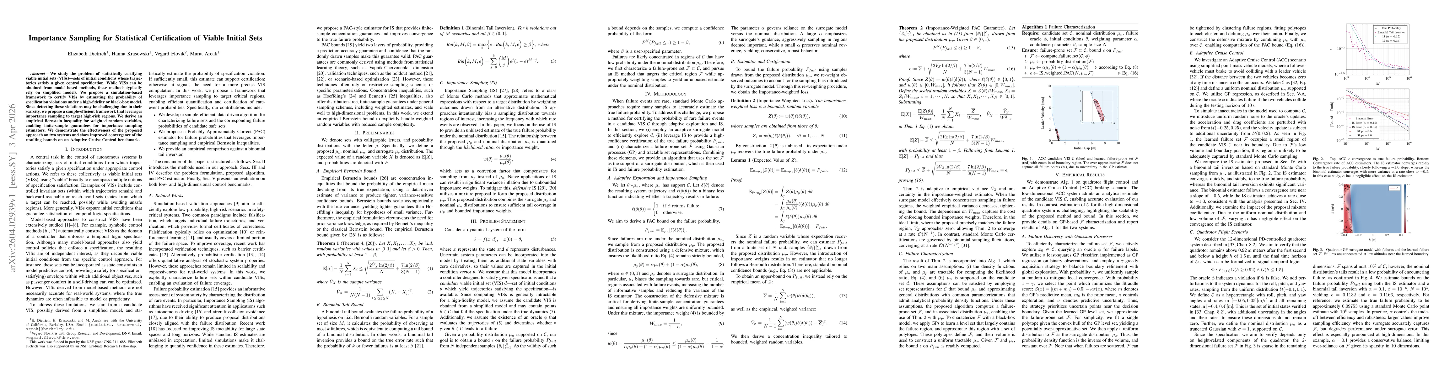Thumbnail for Importance Sampling for Statistical Certification of Viable Initial Sets