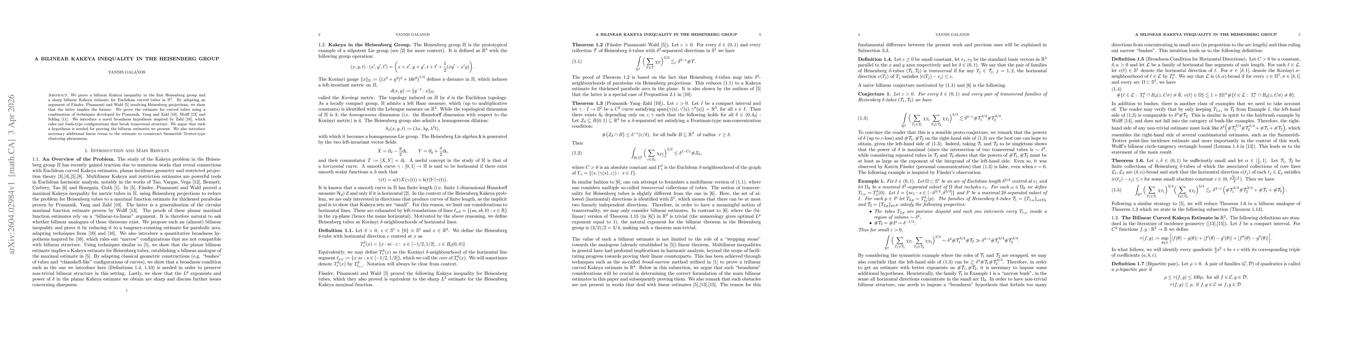 Thumbnail for A Bilinear Kakeya Inequality in the Heisenberg Group