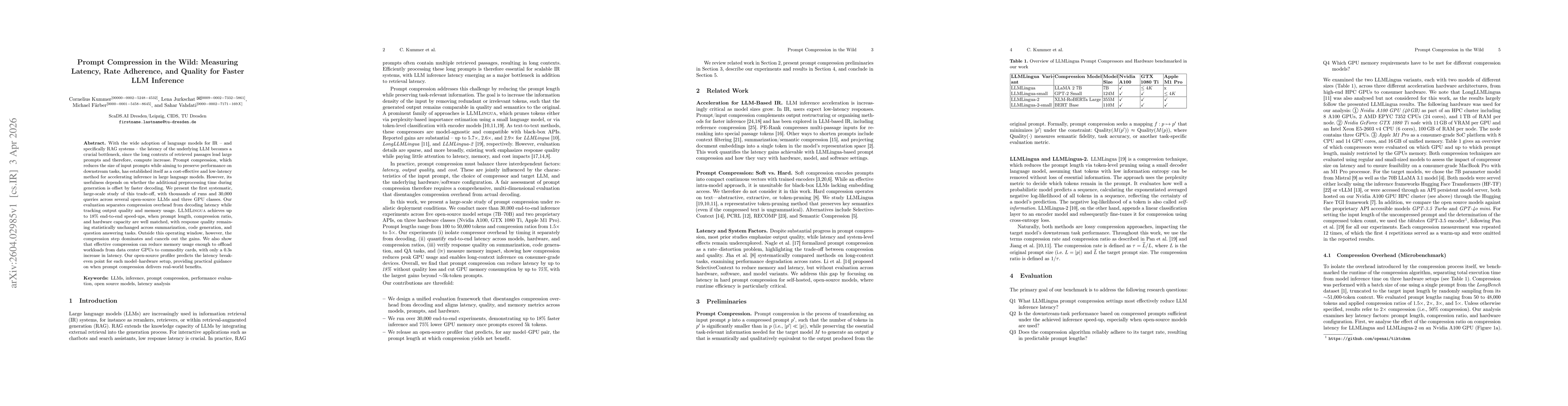 Thumbnail for Prompt Compression in the Wild: Measuring Latency, Rate Adherence, and Quality for Faster LLM Inference