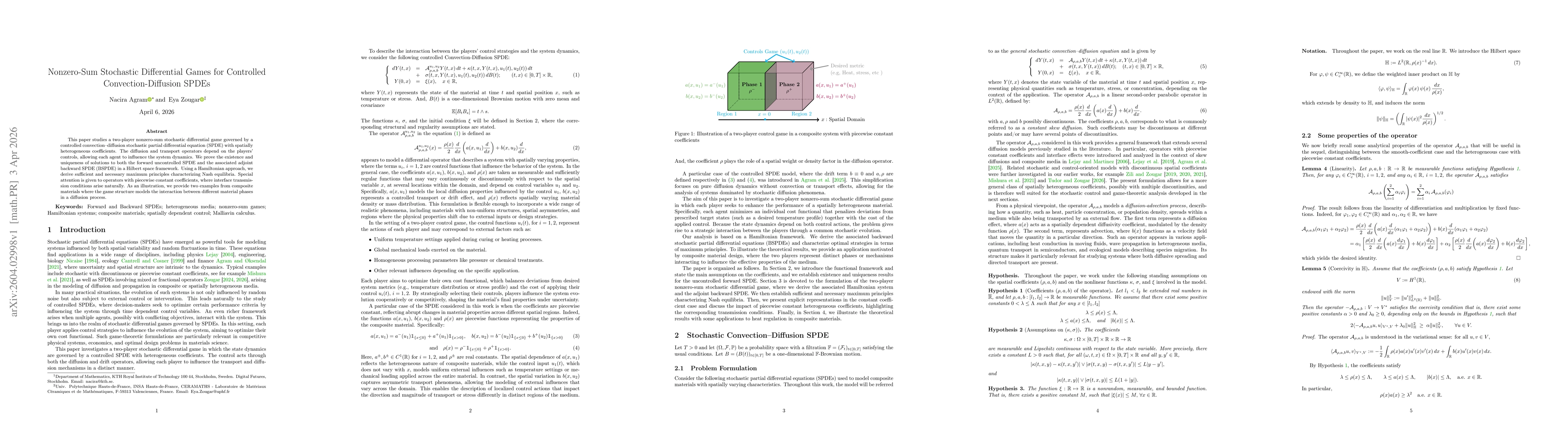 Thumbnail for Nonzero-Sum Stochastic Differential Games for Controlled Convection-Diffusion SPDEs