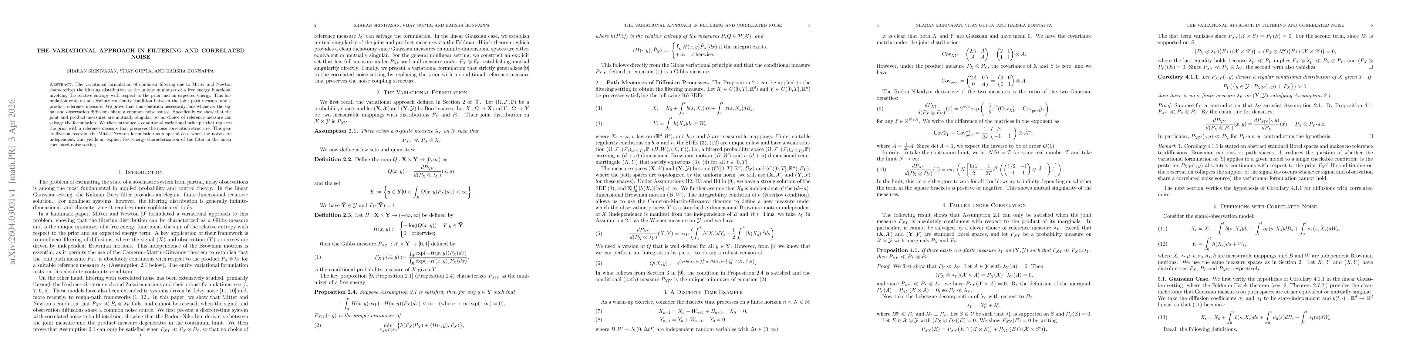 Thumbnail for The Variational Approach in Filtering and Correlated Noise