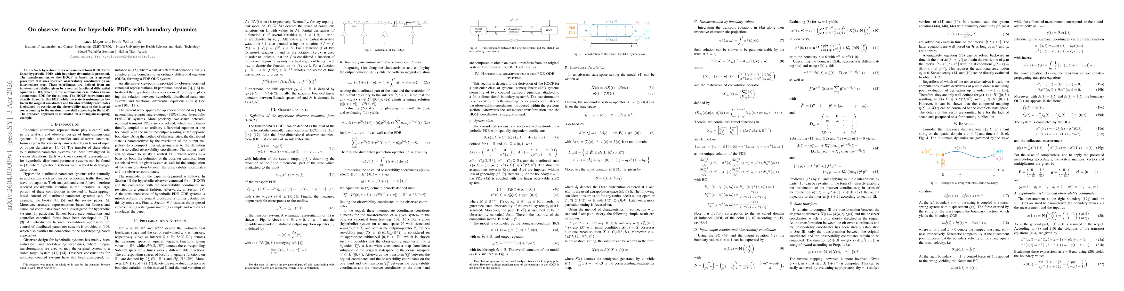 Thumbnail for On observer forms for hyperbolic PDEs with boundary dynamics