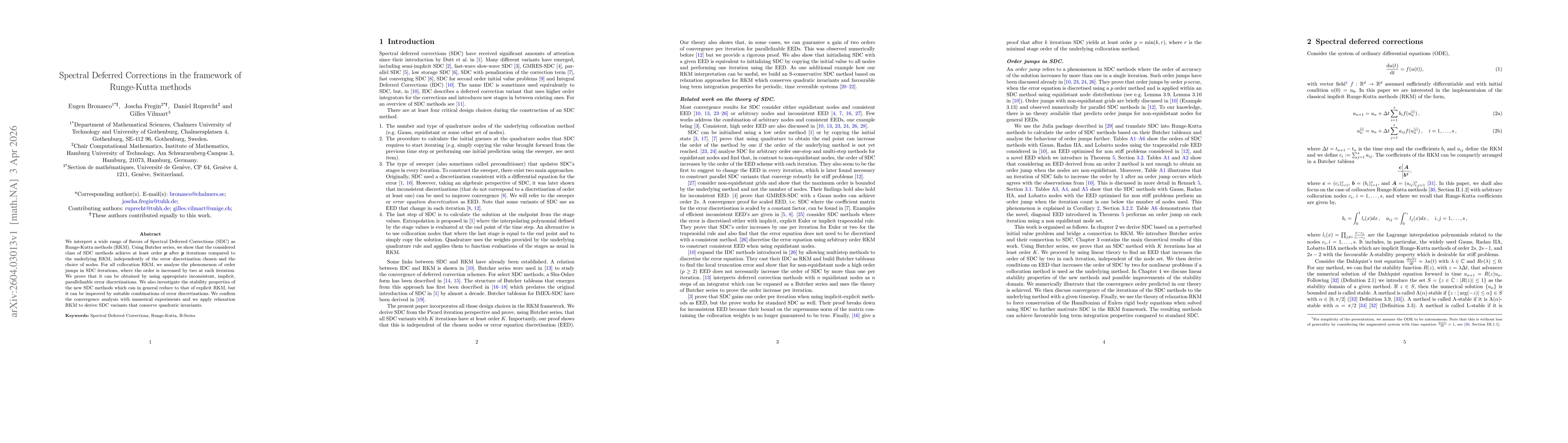 Thumbnail for Spectral Deferred Corrections in the framework of Runge-Kutta methods