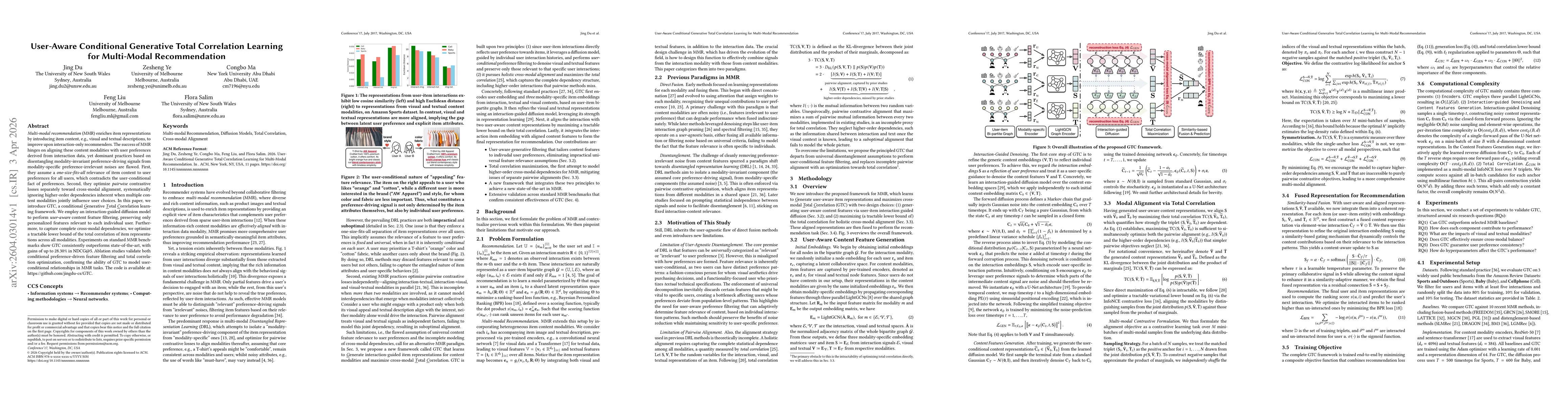 Thumbnail for User-Aware Conditional Generative Total Correlation Learning for Multi-Modal Recommendation
