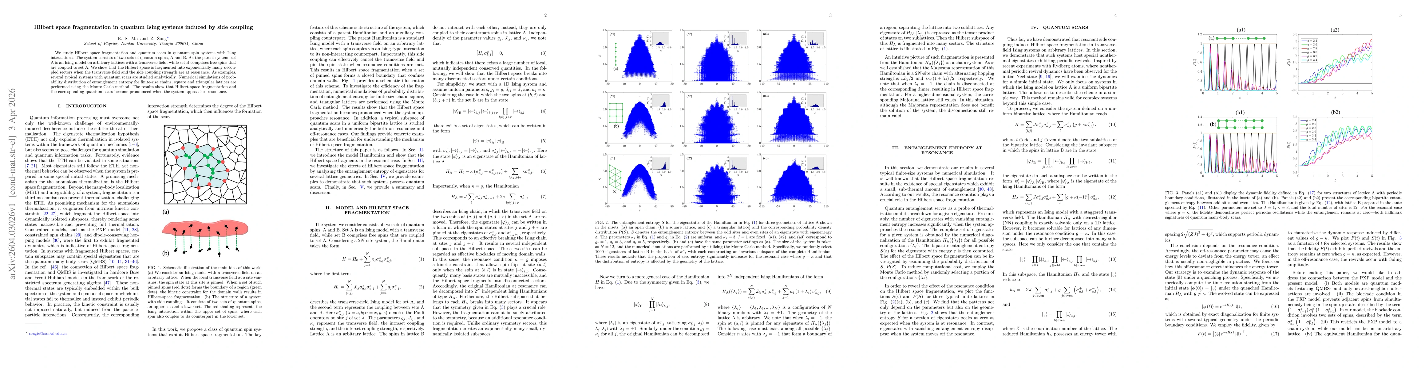 Thumbnail for Hilbert space fragmentation in quantum Ising systems induced by side coupling
