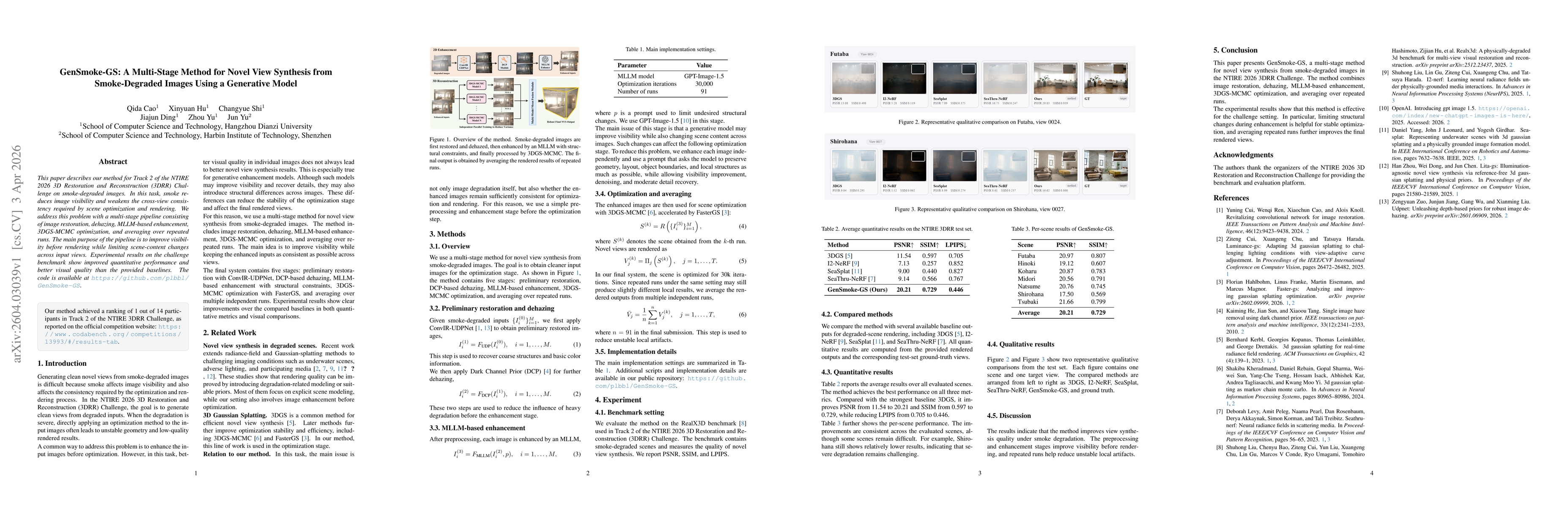 Thumbnail for GenSmoke-GS: A Multi-Stage Method for Novel View Synthesis from Smoke-Degraded Images Using a Generative Model