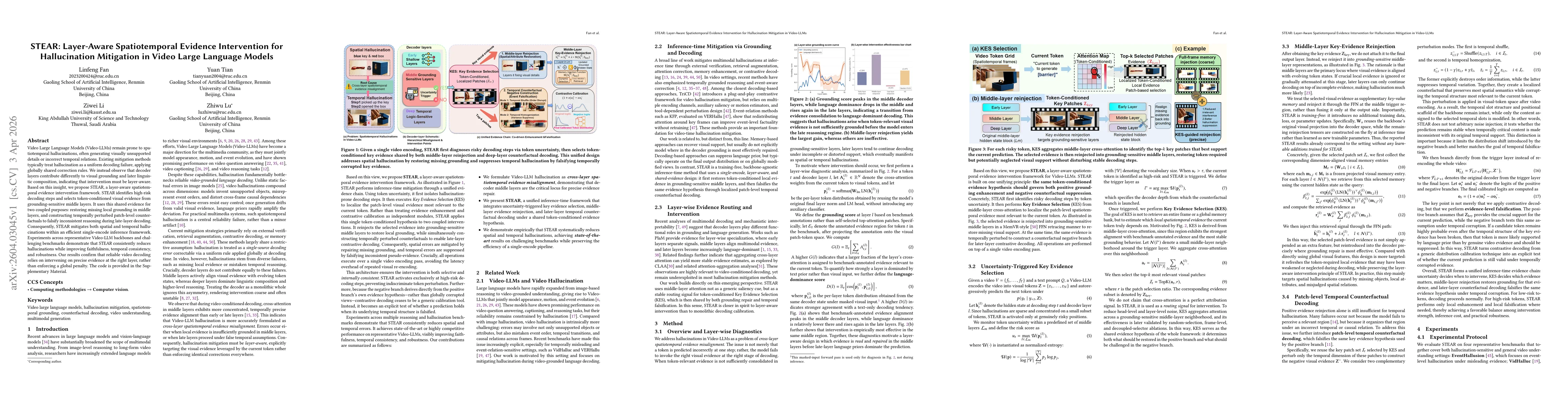 Thumbnail for STEAR: Layer-Aware Spatiotemporal Evidence Intervention for Hallucination Mitigation in Video Large Language Models