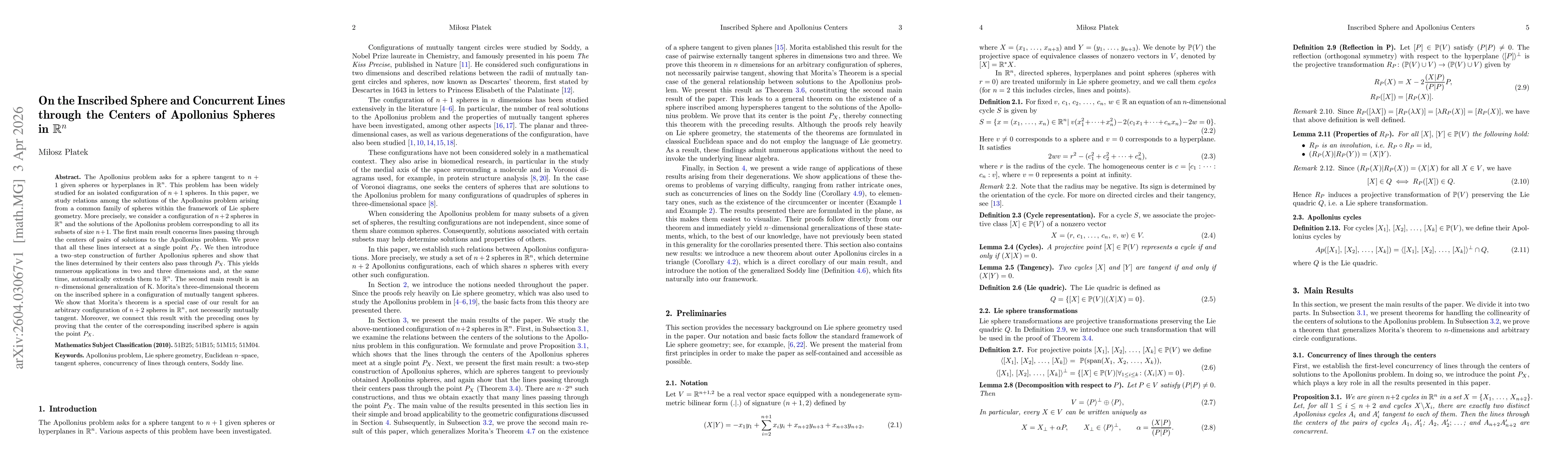 Thumbnail for On the Inscribed Sphere and Concurrent Lines through the Centers of Apollonius Spheres in $\mathbb{R}^n$