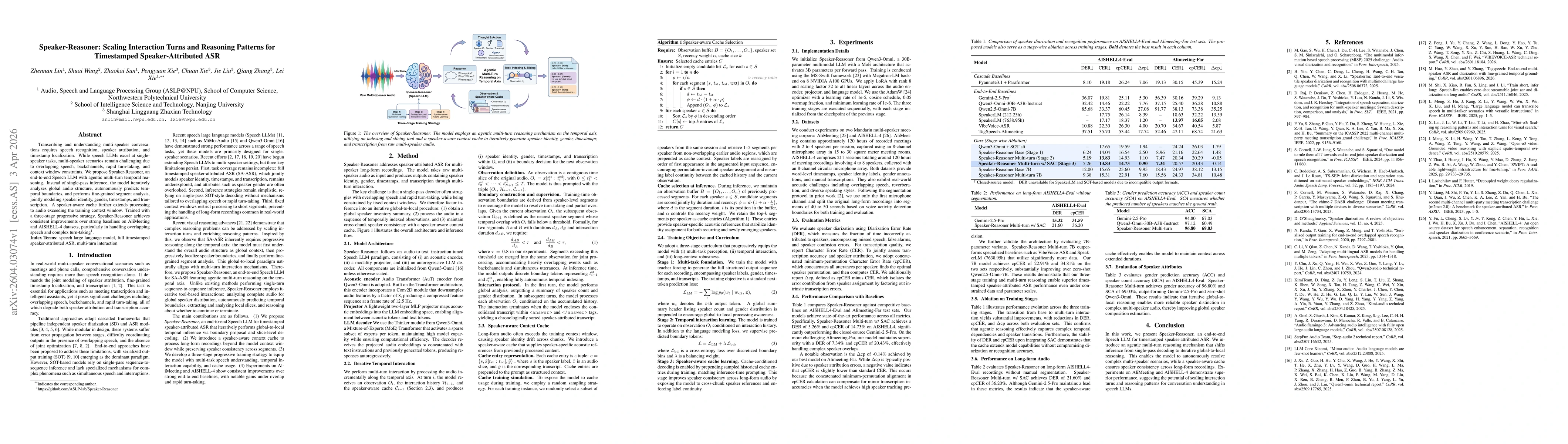 Thumbnail for Speaker-Reasoner: Scaling Interaction Turns and Reasoning Patterns for Timestamped Speaker-Attributed ASR