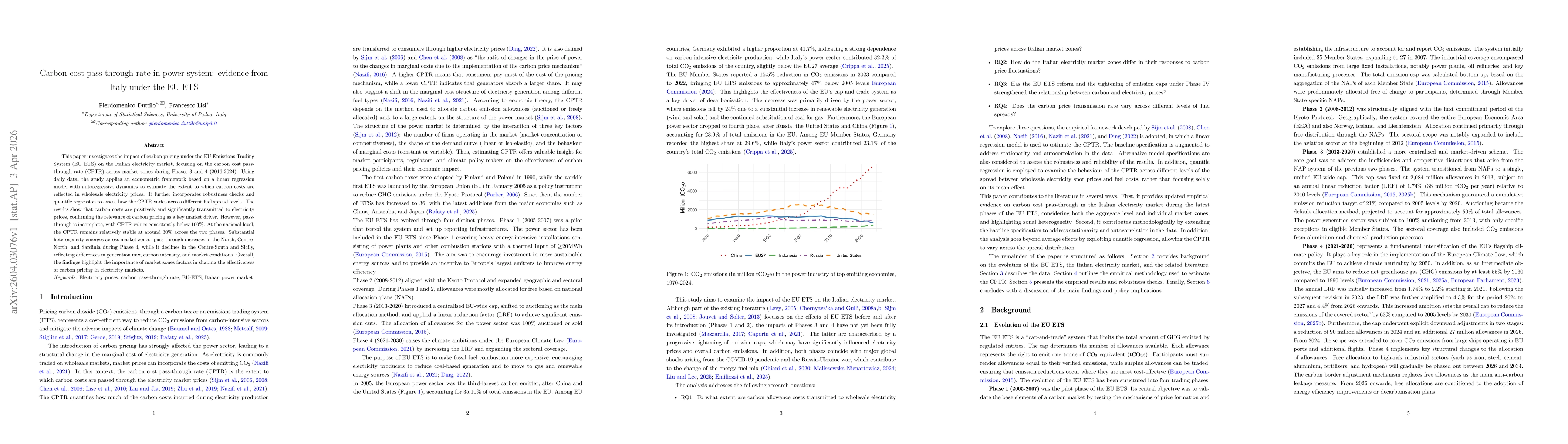 Thumbnail for Carbon cost pass-through rate in power system: evidence from Italy under the EU ETS