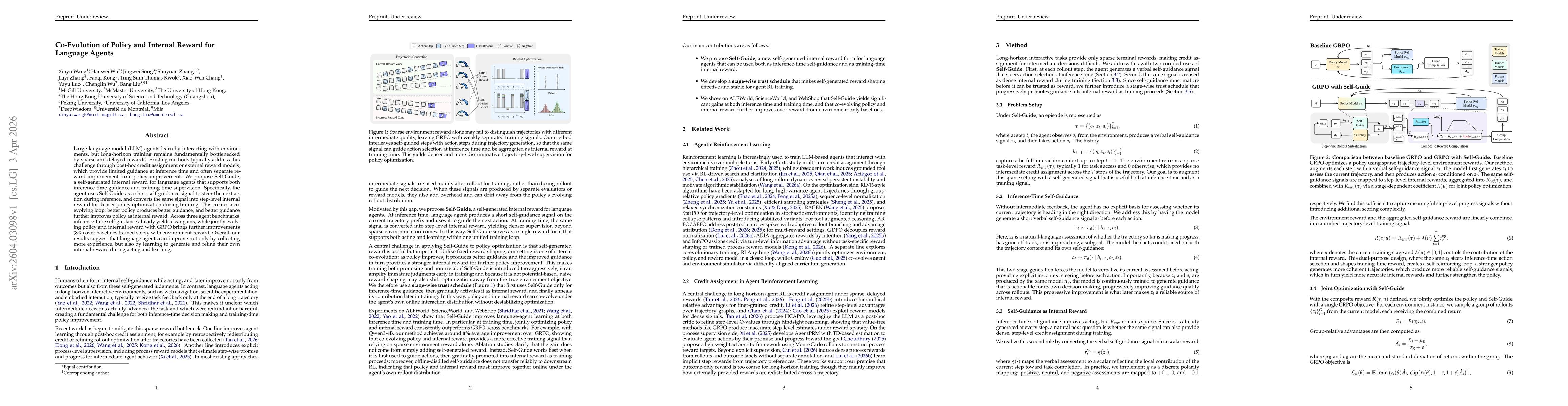 Thumbnail for Co-Evolution of Policy and Internal Reward for Language Agents