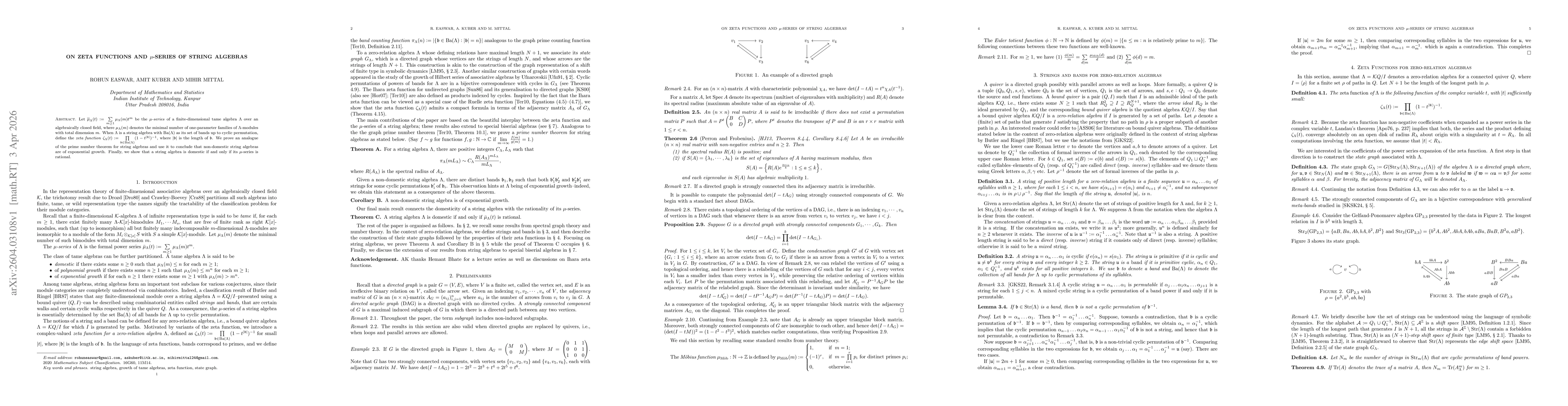 Thumbnail for On Zeta functions and $μ$-series of string algebras