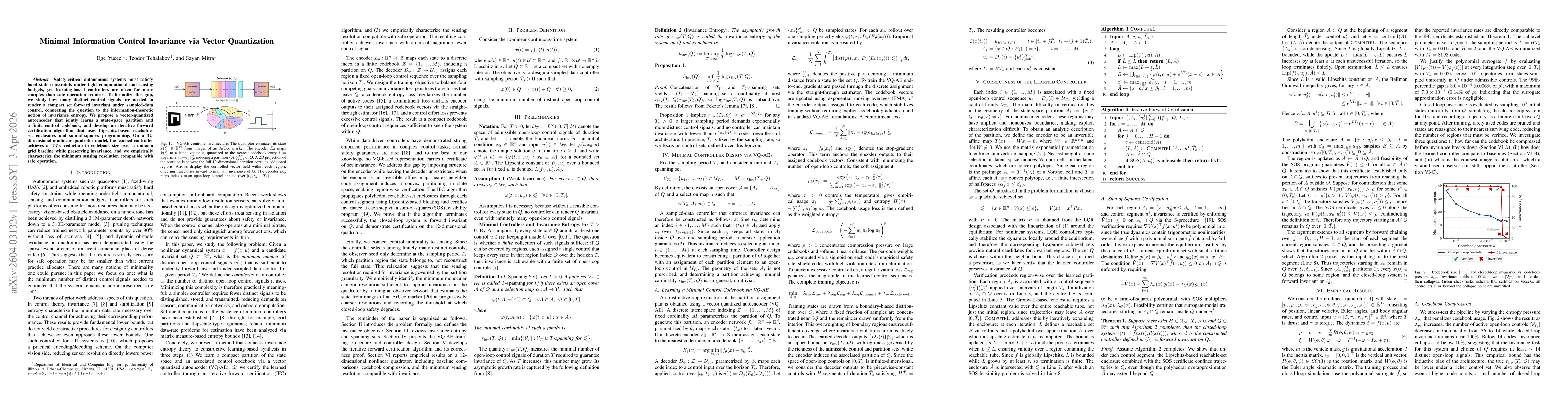 Thumbnail for Minimal Information Control Invariance via Vector Quantization