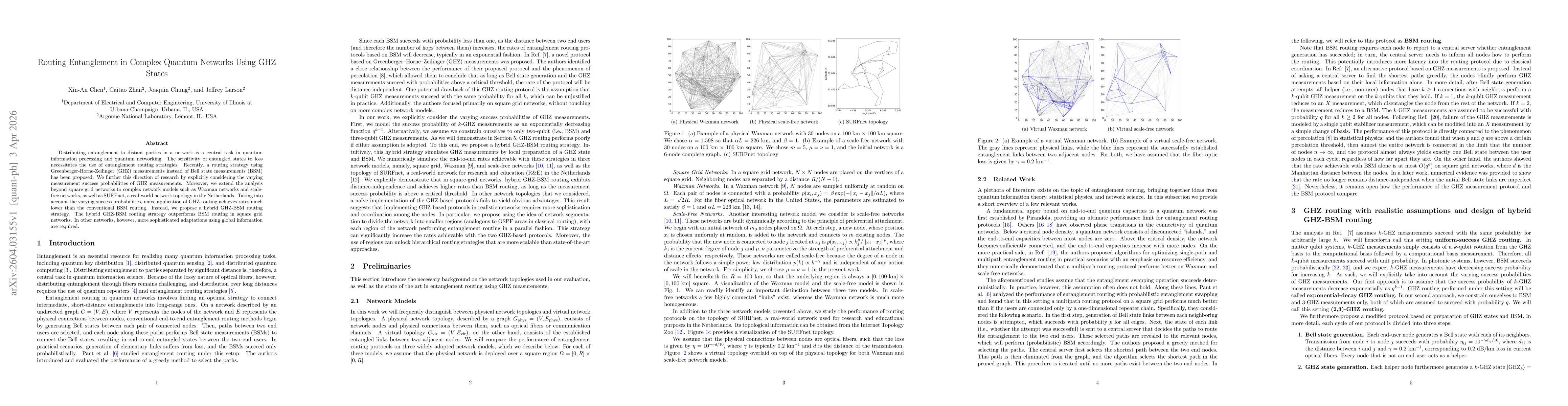 Thumbnail for Routing Entanglement in Complex Quantum Networks Using GHZ States