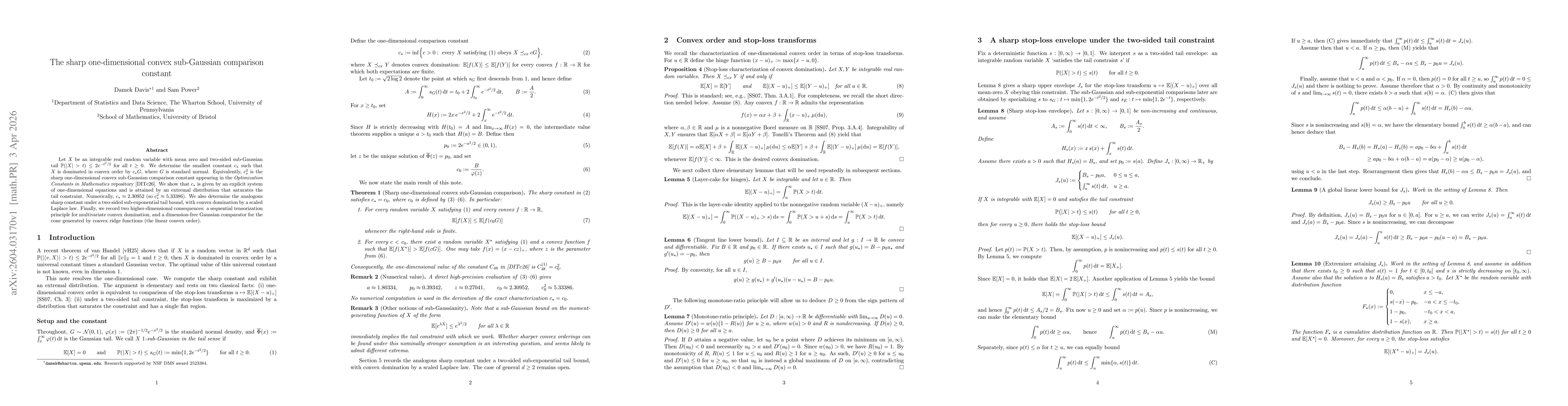 Thumbnail for The sharp one-dimensional convex sub-Gaussian comparison constant