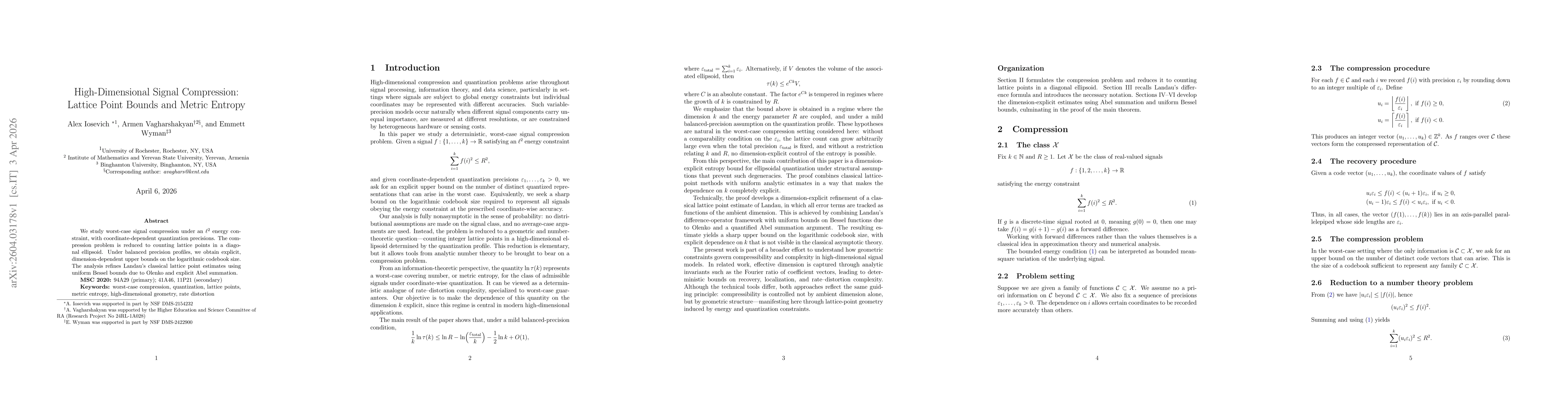 Thumbnail for High-Dimensional Signal Compression: Lattice Point Bounds and Metric Entropy