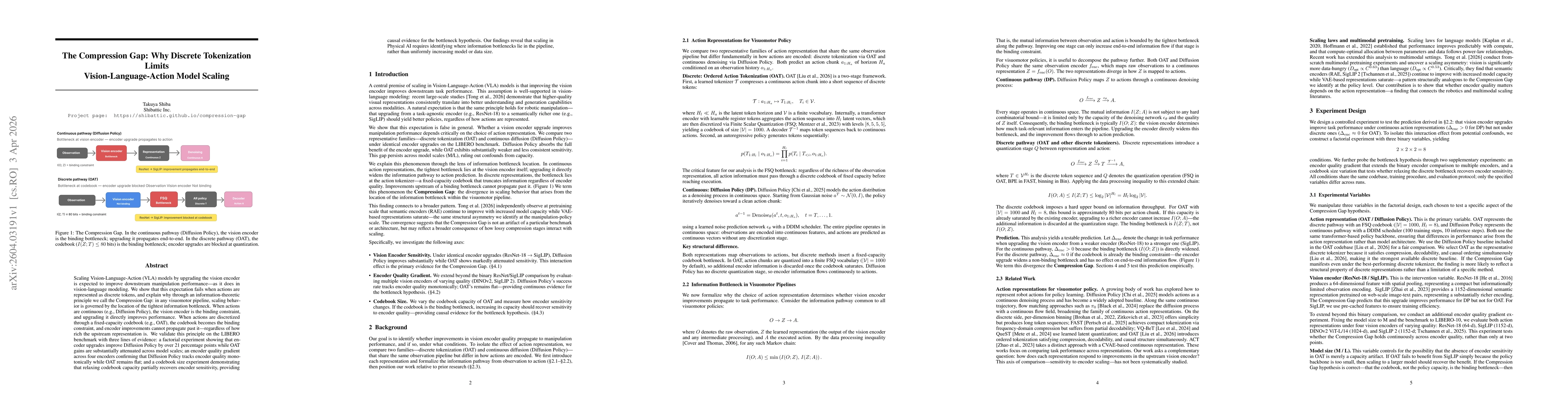 Thumbnail for The Compression Gap: Why Discrete Tokenization Limits Vision-Language-Action Model Scaling