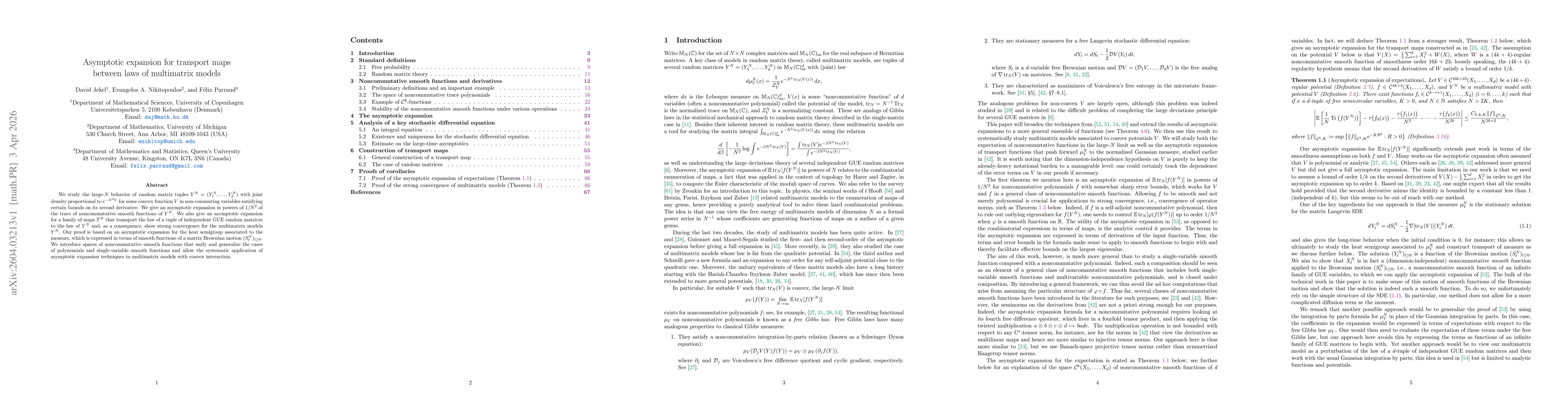 Thumbnail for Asymptotic expansion for transport maps between laws of multimatrix models