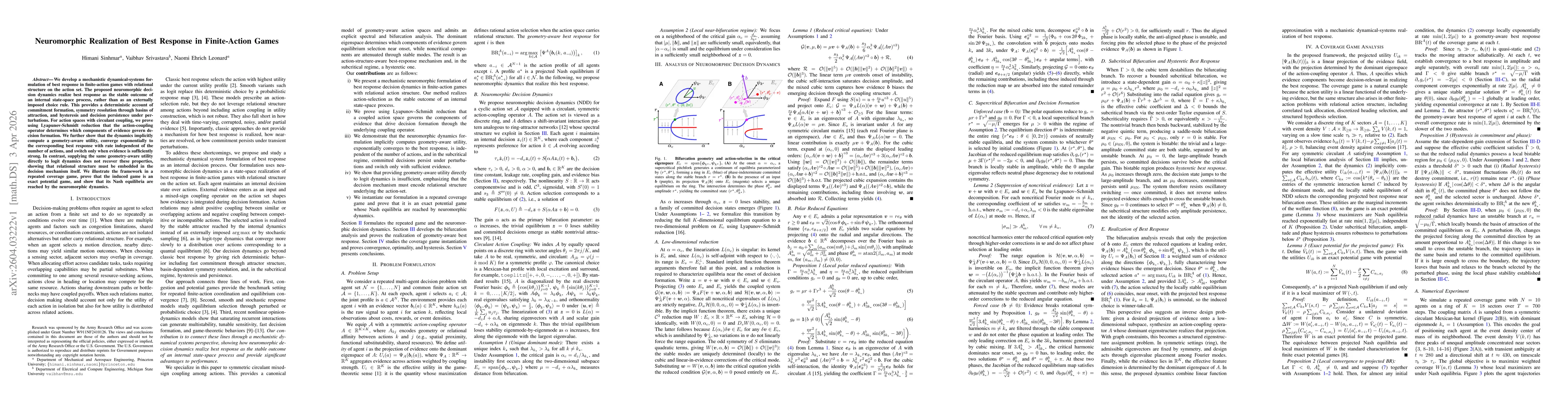 Thumbnail for Neuromorphic Realization of Best Response in Finite-Action Games
