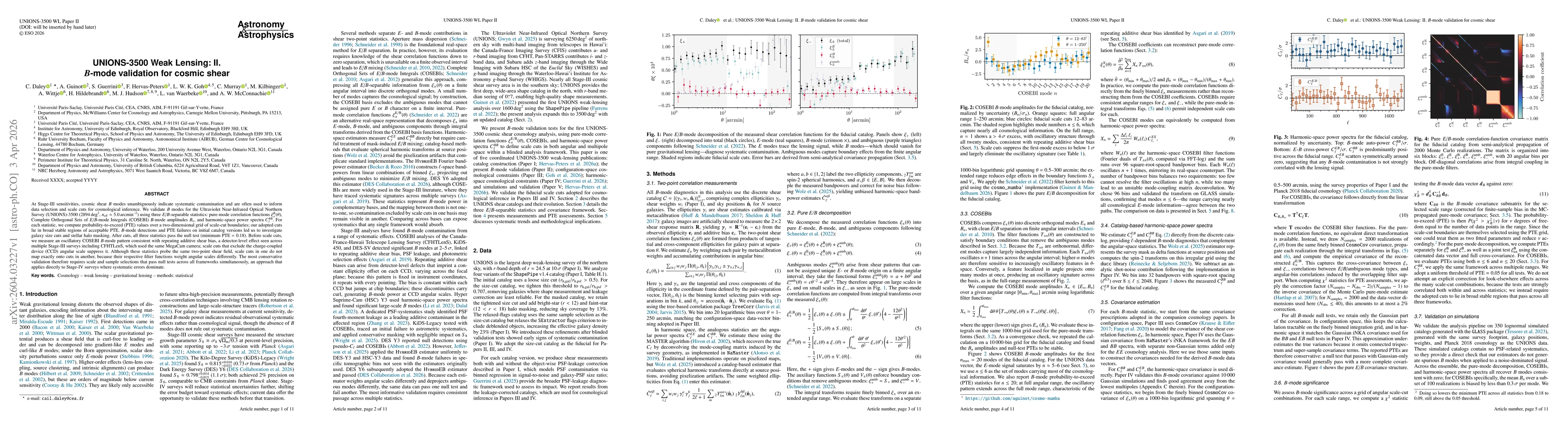 Thumbnail for UNIONS-3500 Weak Lensing: II. B-mode validation for cosmic shear