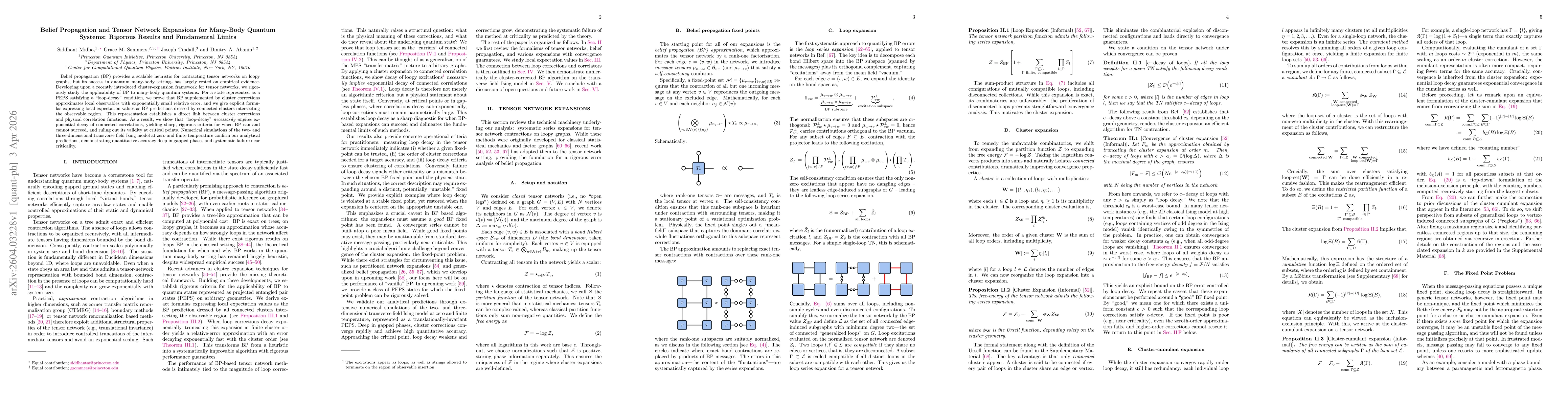 Thumbnail for Belief Propagation and Tensor Network Expansions for Many-Body Quantum Systems: Rigorous Results and Fundamental Limits