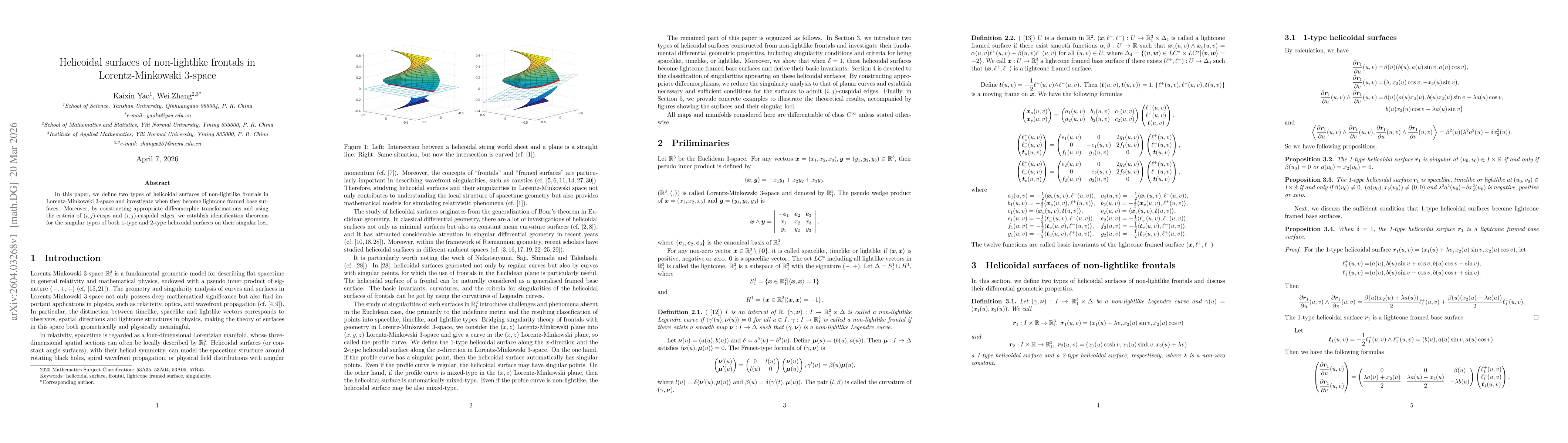 Thumbnail for Helicoidal surfaces of non-lightlike frontals in Lorentz-Minkowski 3-space