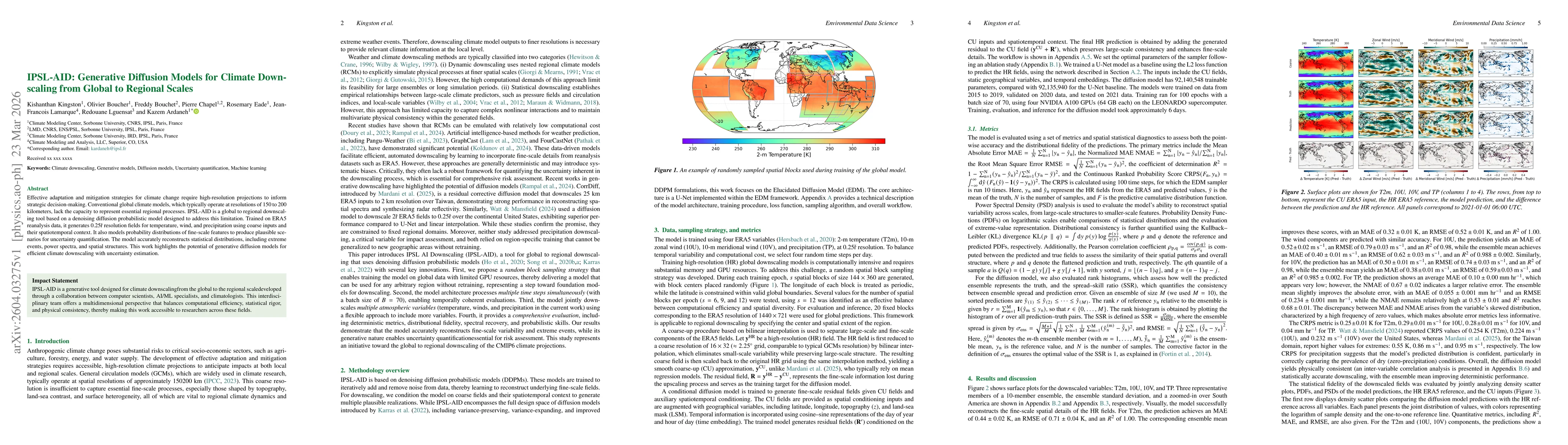Thumbnail for IPSL-AID: Generative Diffusion Models for Climate Downscaling from Global to Regional Scales