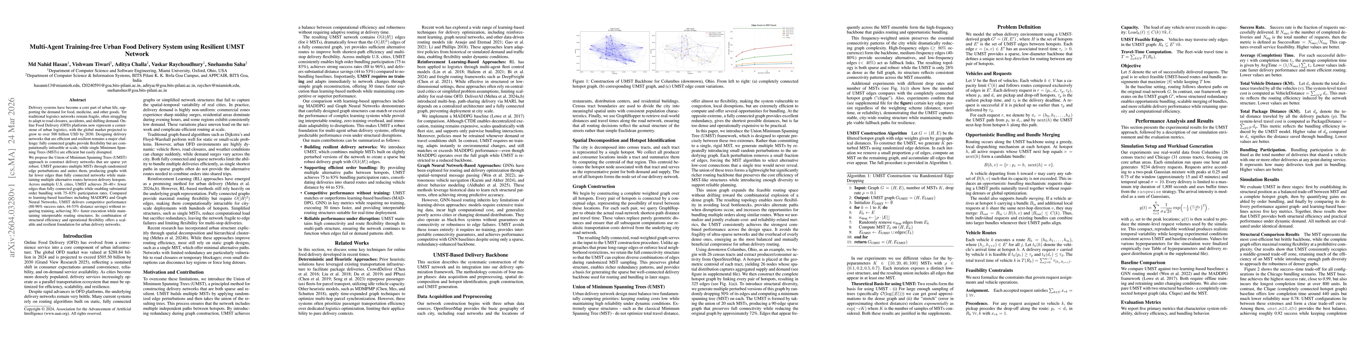 Thumbnail for Multi-Agent Training-free Urban Food Delivery System using Resilient UMST Network