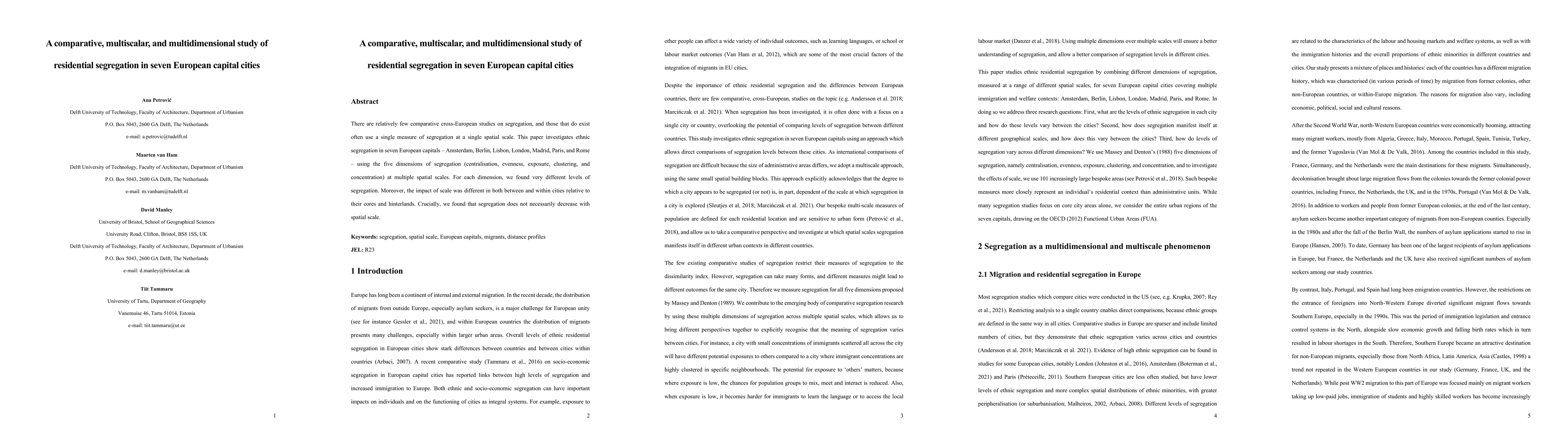Thumbnail for A comparative, multiscalar, and multidimensional study of residential segregation in seven European capital cities