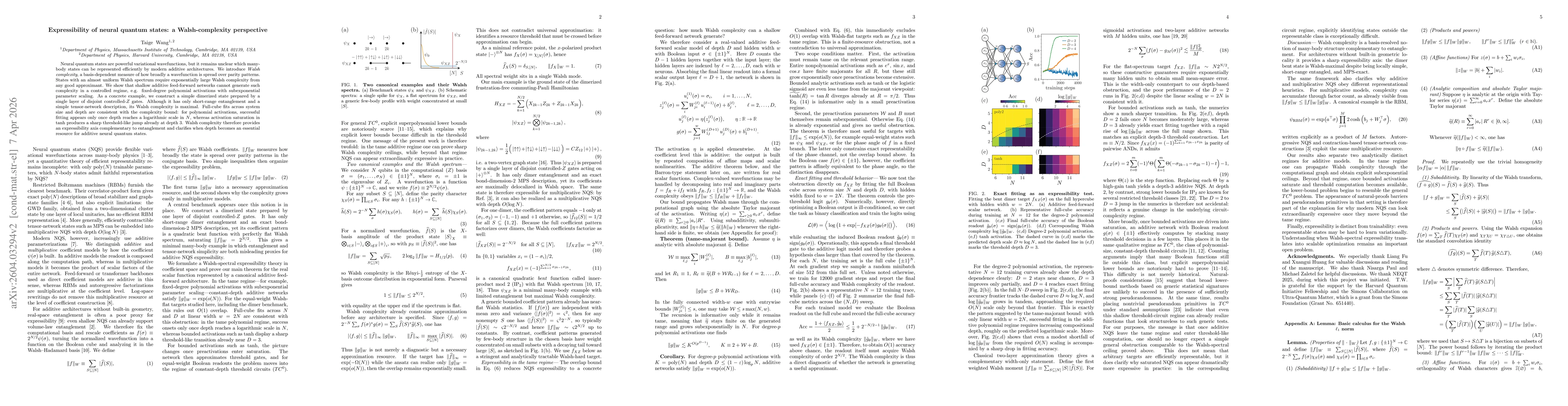 Thumbnail for Expressibility of neural quantum states: a Walsh-complexity perspective