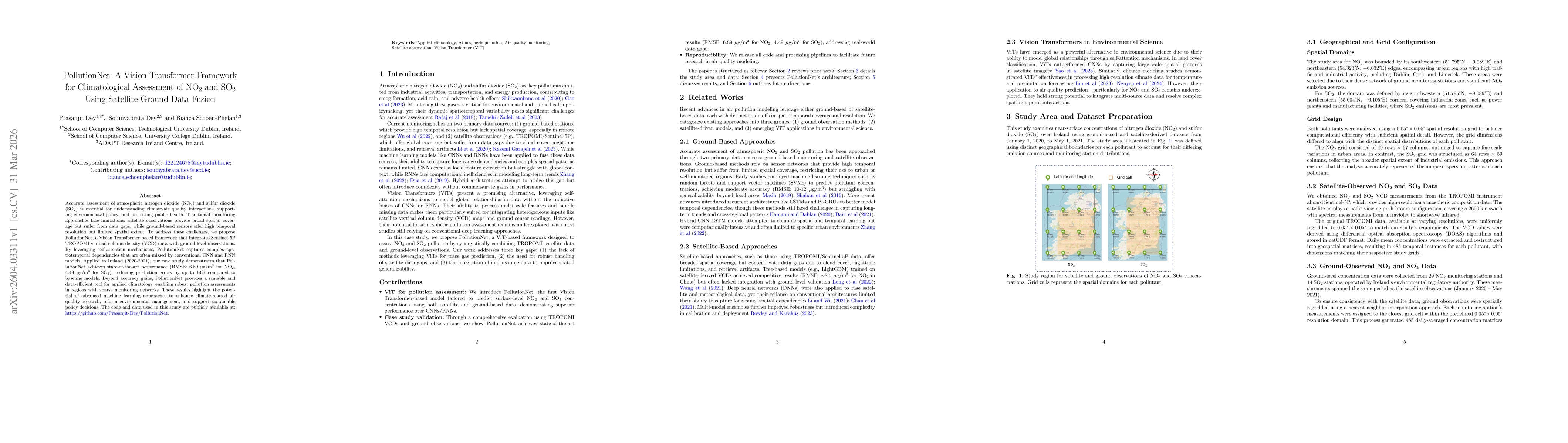 Thumbnail for PollutionNet: A Vision Transformer Framework for Climatological Assessment of NO$_2$ and SO$_2$ Using Satellite-Ground Data Fusion