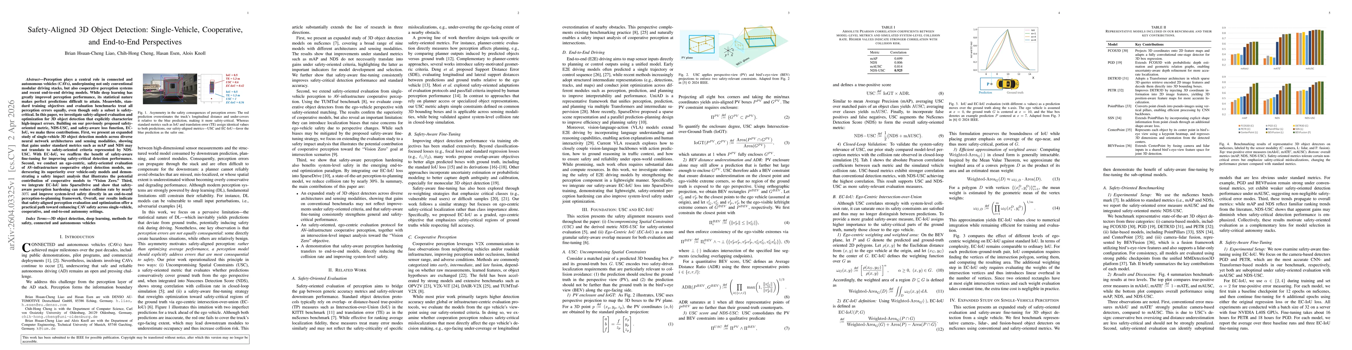 Thumbnail for Safety-Aligned 3D Object Detection: Single-Vehicle, Cooperative, and End-to-End Perspectives